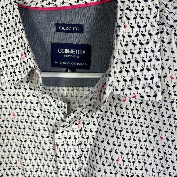 Geometrix New York Flamingo button down slim fit XL black and pink - Picture 3 of 4